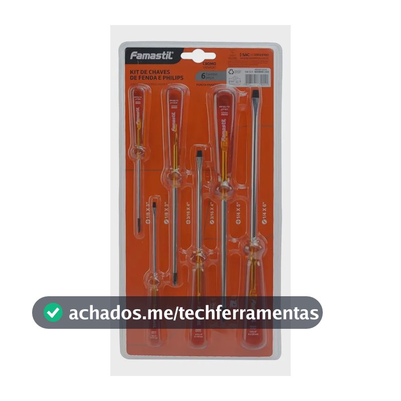 Jogo Chaves Fenda e Philips Famastil - 6 Peças
