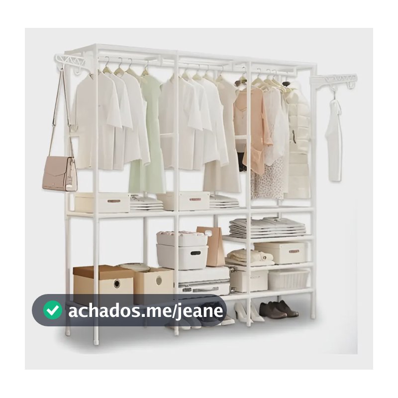 Cabideiro Arara Organizadora De Roupas Closet Armário Cor Branco