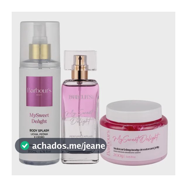 Kit Body Splash Geleia Hidratante Perfume Capilar My Sweet Delight Barbour's Beauty Corporal