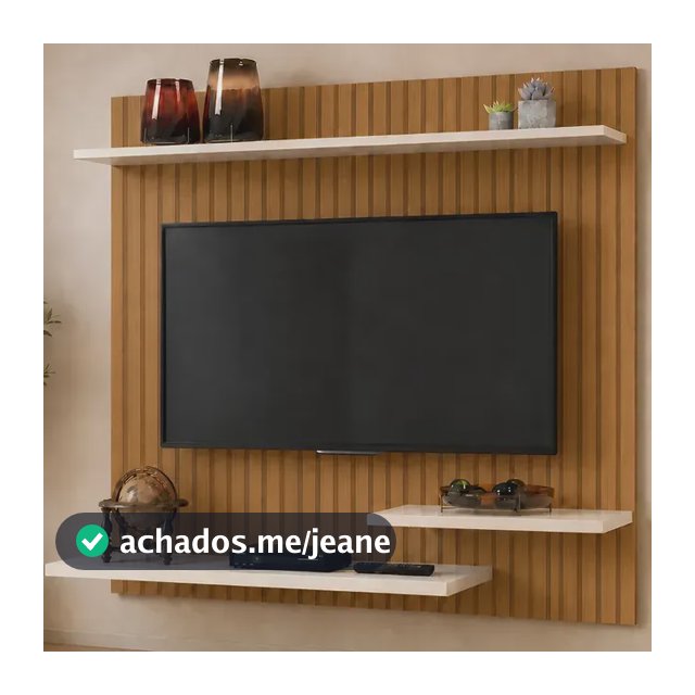 Painel Para Tv 32 Moderno Suspenso 90x90cm Com 3 Prateleiras
