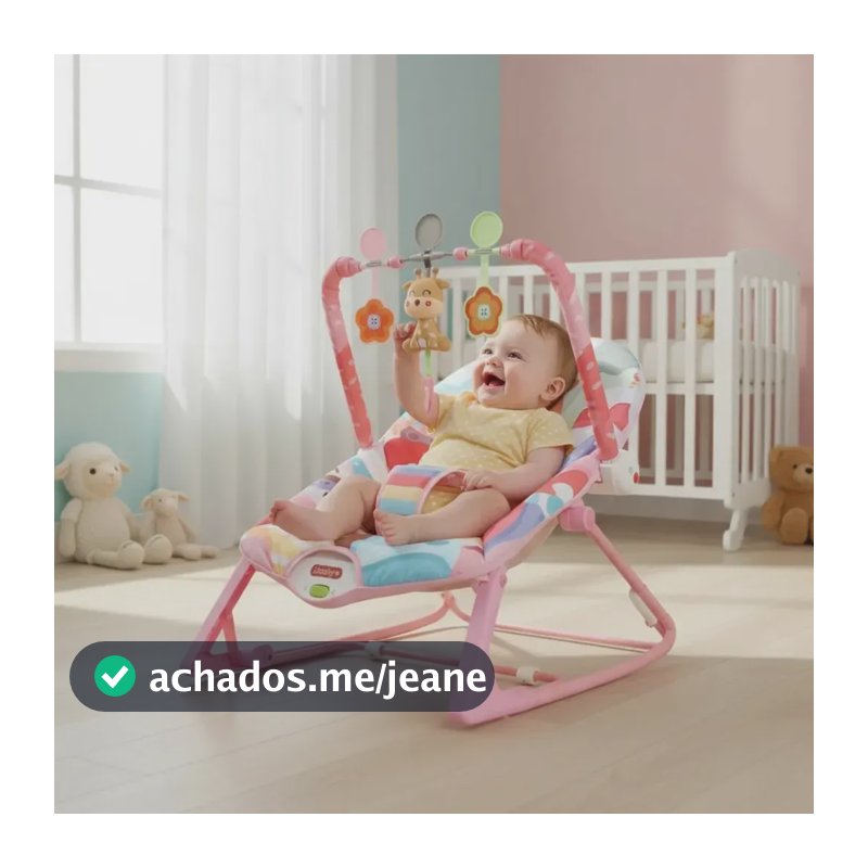 Cadeira De Descanso E Balanço Para Bebê Vibratória Musical Rosa Girafa