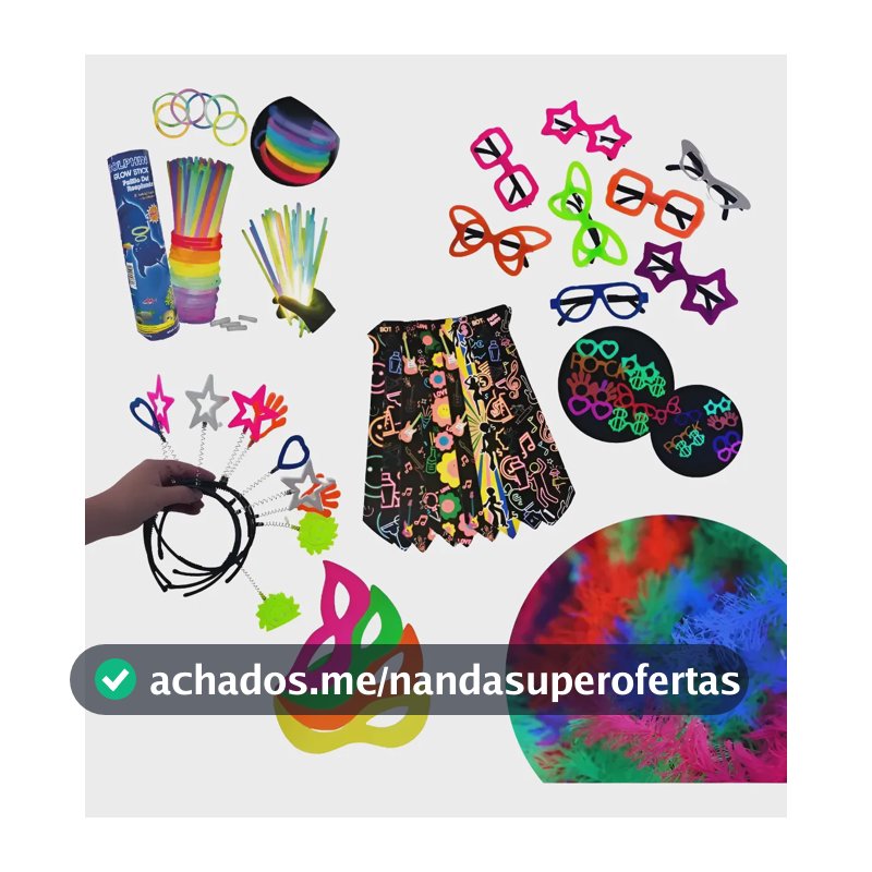 Kit Balada Festa 150 Pç Óculos Tiara Pulseira Neon Casamento