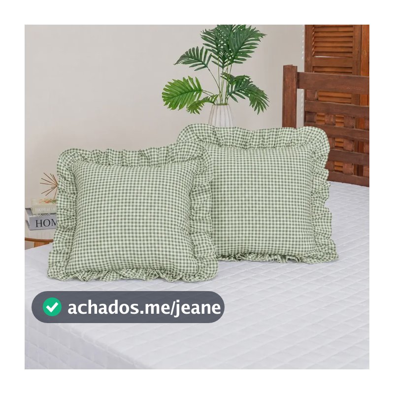 2 Capas (1 Par) De Almofada 45x45 Xadrez De Algodão Xadrez Verde