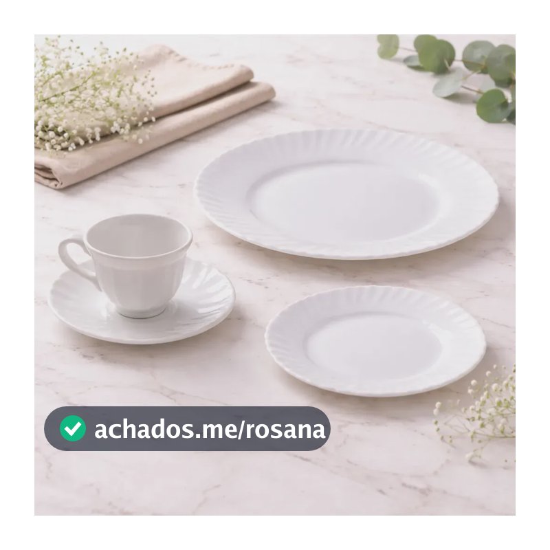 Aparelho De Jantar E Chá Lush Em Vidro 16 Peças Cor Branco