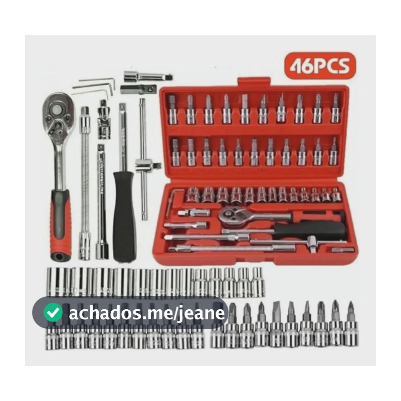 Caixa Ferramentas Kit 46 Peças Mecânico Jogo Profissional Vermelho