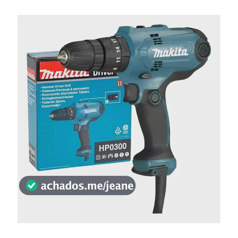 Parafusadeira Furadeira De Impacto 320 Watts Hp0300 Makita Cor Azul