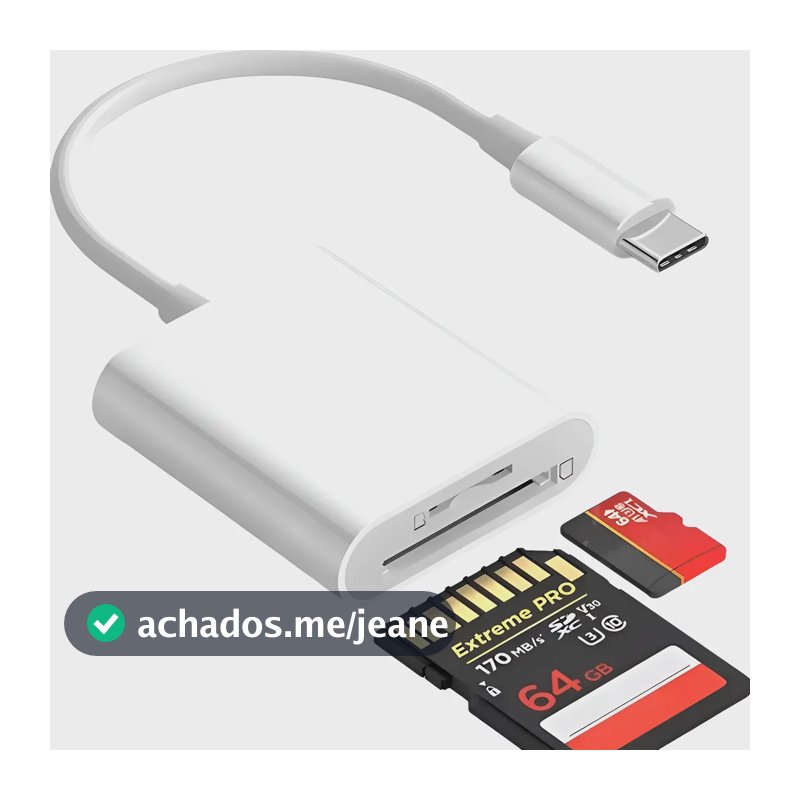 Leitor Usb-c Multi-cartao Para Repasse De Fotos E Vídeos Branco