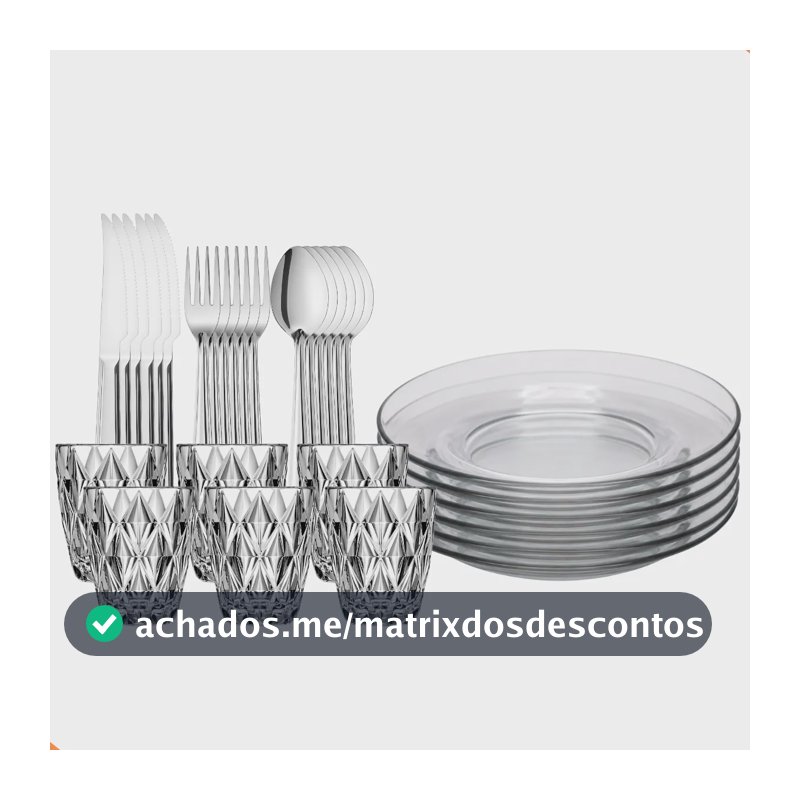 Aparelho De Jantar 30 Peças Copos Diamond Pratos E Talheres Transparente Diamond