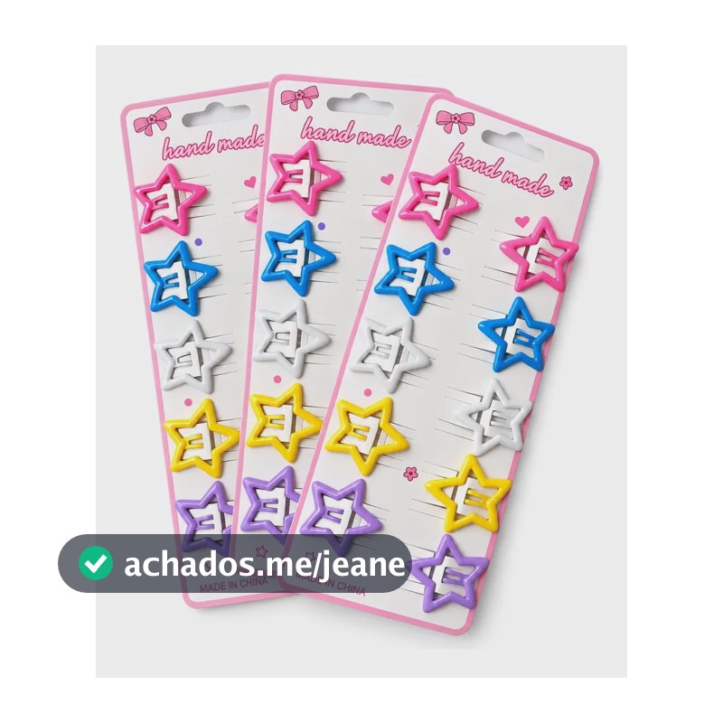Kit 30 Presilhas Tic Tac Estrela Coloridas Variadas