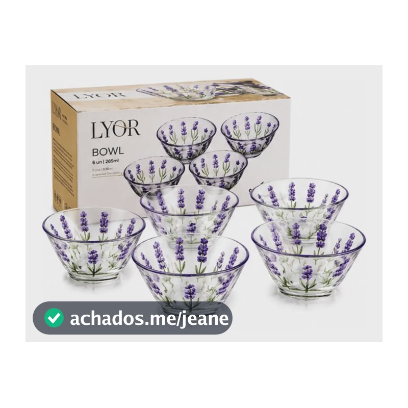 Jogo 6 Tigelas Bowl De Vidro Sobremesa Lavanda 265ml Lyor Lavanda