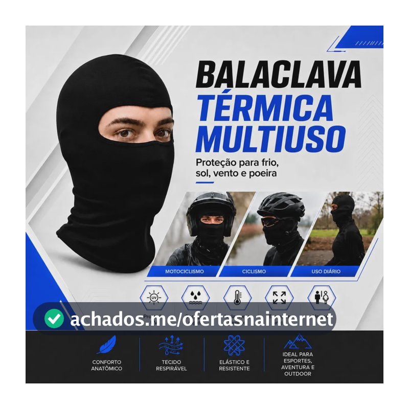 Touca Balaclava Ninja Uv50+ Térmica Respirável Moto Bike Corrida Ciclismo Motoboy Academia Proteção Solar Frio Vento Secagem Rápida Unissex Preto Capa Rosto Facial - Topsand Activewear