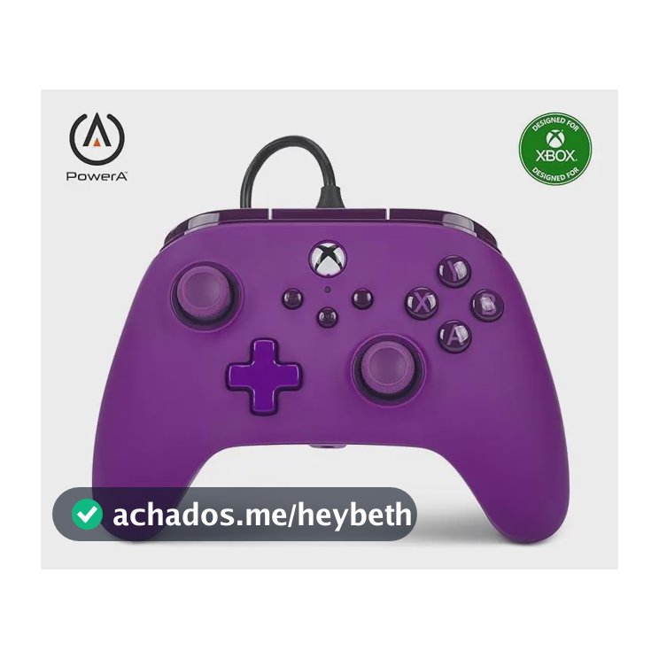 Controle Xbox Series S X Pc Power A Com Fio Usb C Roxo Cor Violeta