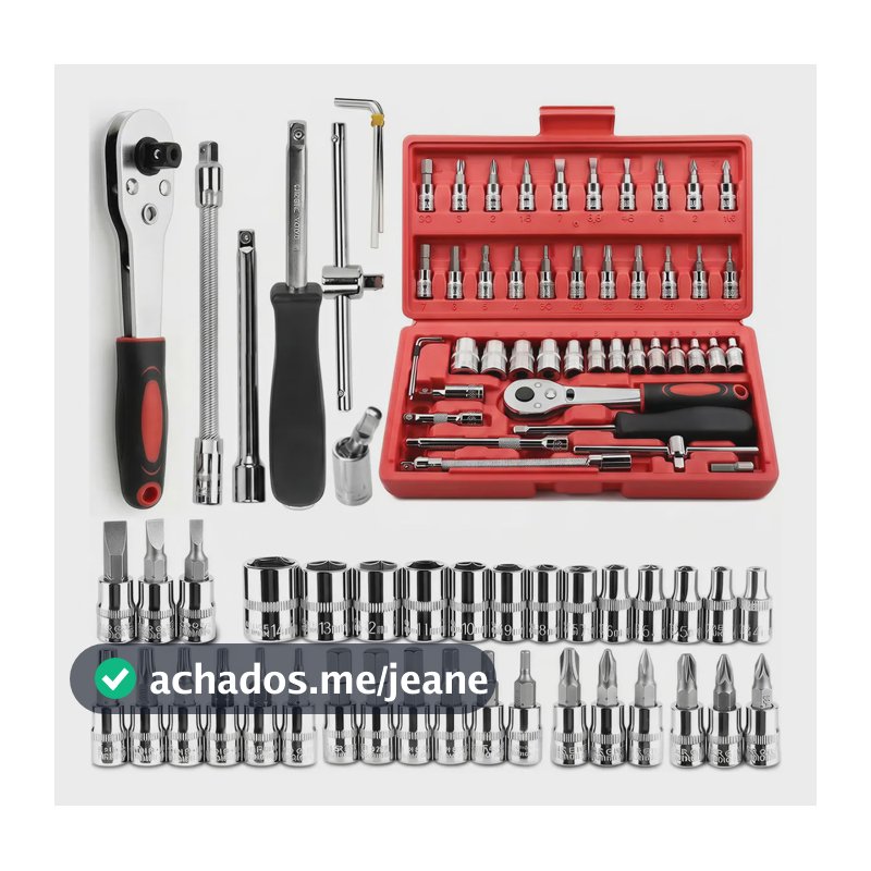 Chave Catraca Canhão Cachimbo 46 Peças Vermelha 4-14mm