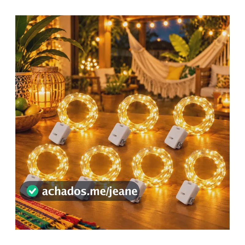 Fio De Fada Led 2 Metros, Decoração Festa Natalina Luz Branca Quente-7 Un 1.5v