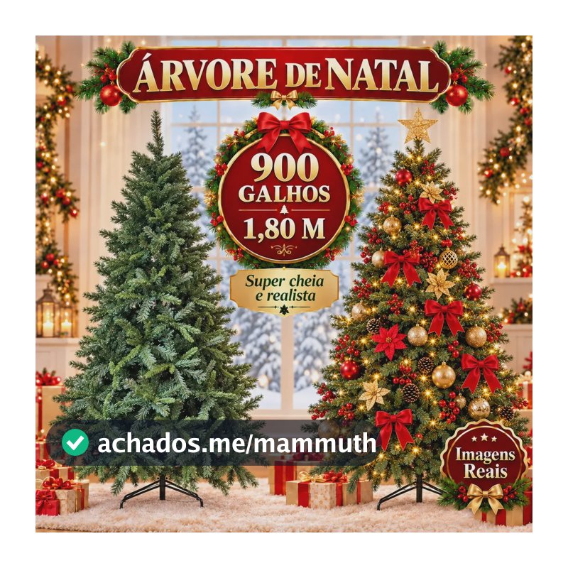 Árvore De Natal Tradicional Pinheiro Luxo 1.80m 900 Galhos Cheios Montagem Rápida Decorativa Natalina Luzes de Natal
