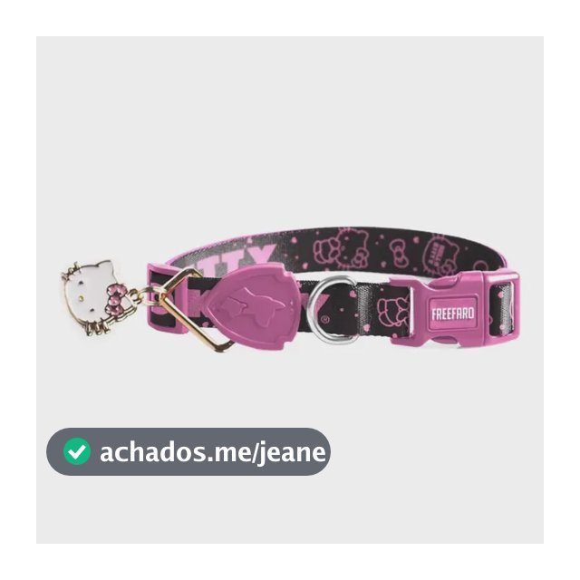 Coleira Para Cachorros Hello Kitty Black Pingente Licenciado