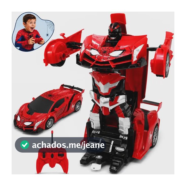 Carrinho de Controle Remoto Robô Transformer Homem Aranha Spider Infantil Transformer Que Vira Robô Recarregavel Kizumba