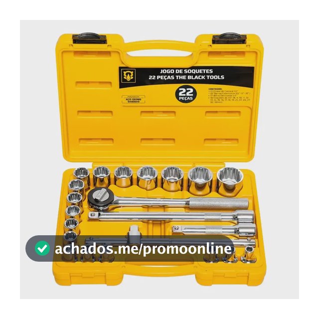 Jogo Kit de Ferramentas Manuais Chave Catraca 1/2 8 a 32mm BCS022 The Black Tools Cor Amarelo