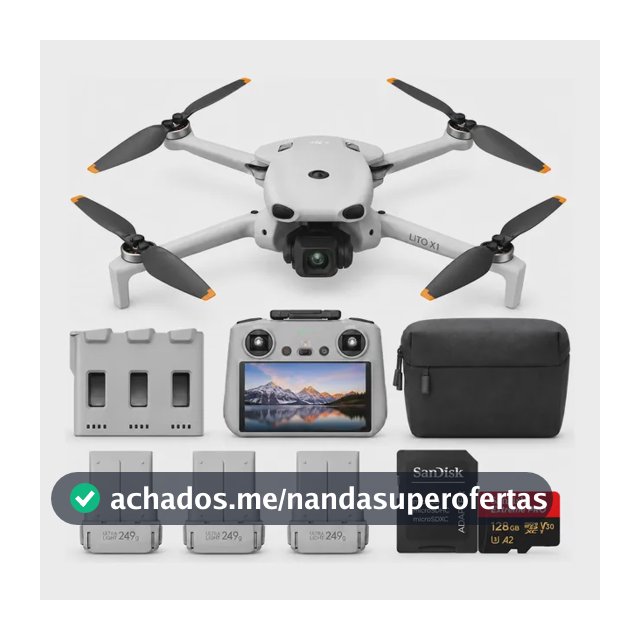 Drone Dji Lito X1 Fly More Combo Rc2 Com Tela + Cartão Nf Cinza