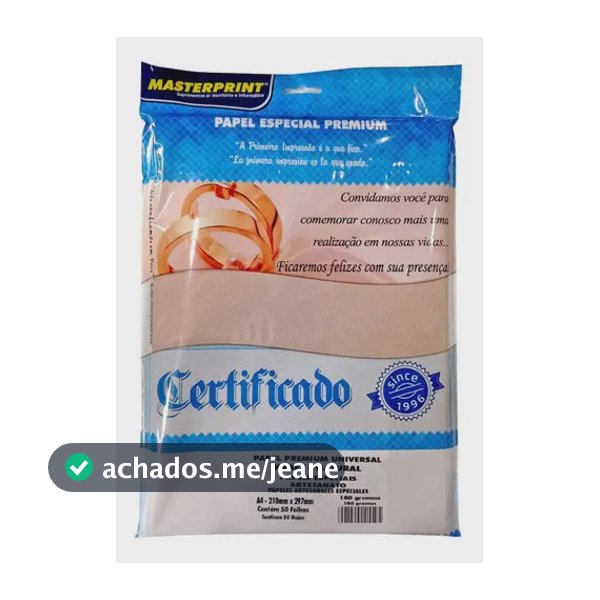 Papel Kraft A4 180g Masterprint Pardo Natural 50 Folhas