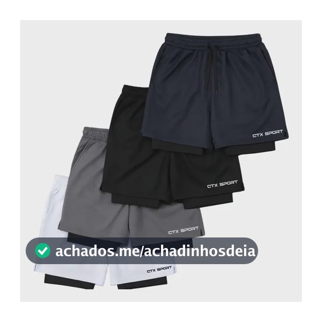 Kit 4 Bermudas 2 Em 1 Masculina Academia Corrida Treino Ctx