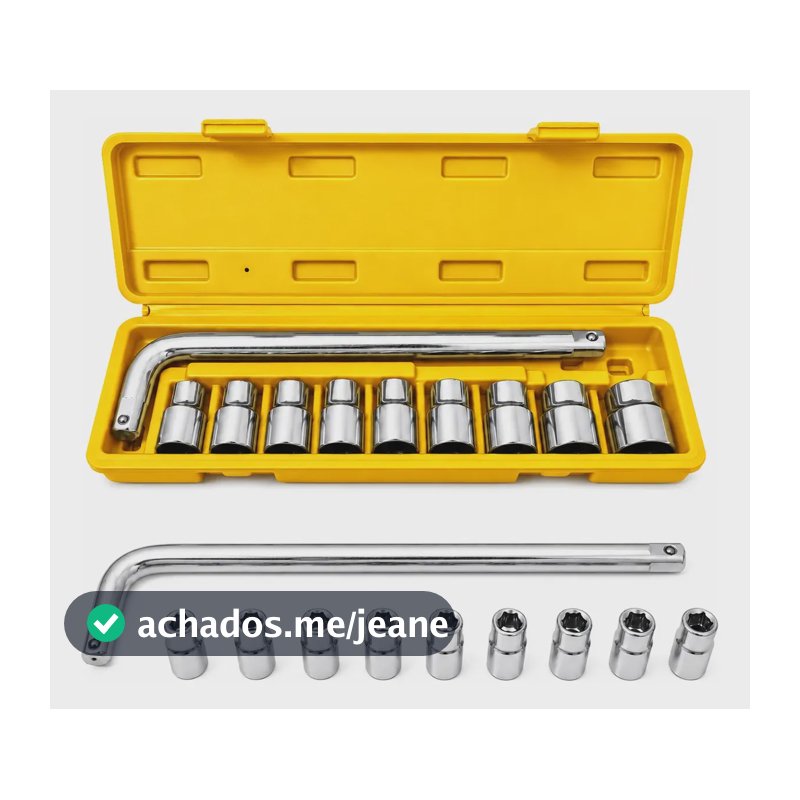 Kit Jogo De Chaves L Soquete 10 Peças Boca Ferramentas Biela Prateado