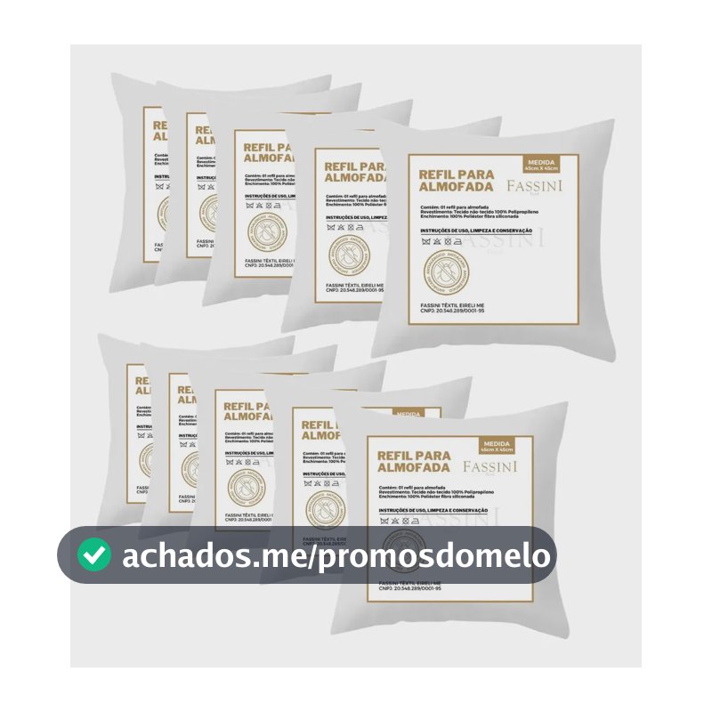 Kit 10 Enchimentos Almofada Refil 50x50 Fibra Siliconada Branco