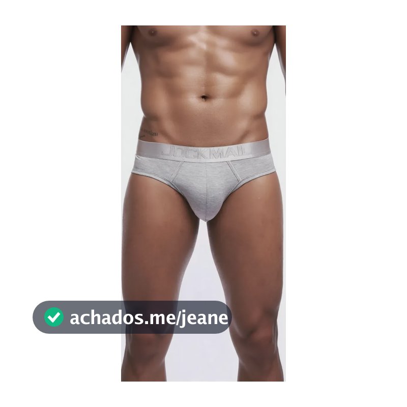 Cueca Brief Masculino Jockmail Importada Mescla Cinza Liso Xl