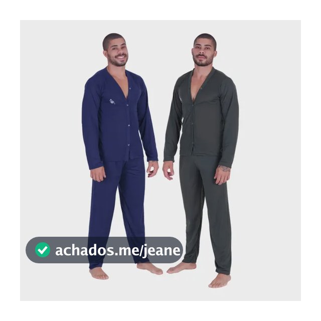 Kit 2 Pijamas Masculino Longo Botão Aberto Confortável