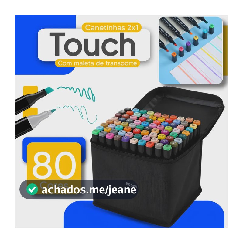 Kit Canetinhas Touch Ponta Dupla 80 Cores Permanentes Com Estojo Marcador Desenho Profissional Premium Mpmax