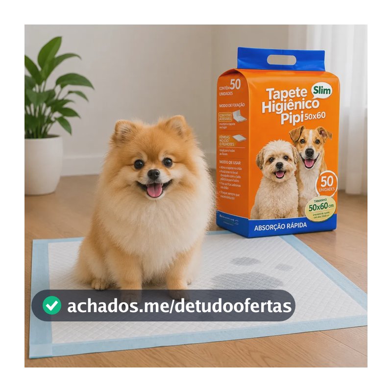 Tapete Higiênico Descartável Luxena para Cães e Gatos 50x60 cm com 50 Unidades e Eliminação de Odor Com Camadas De Proteção