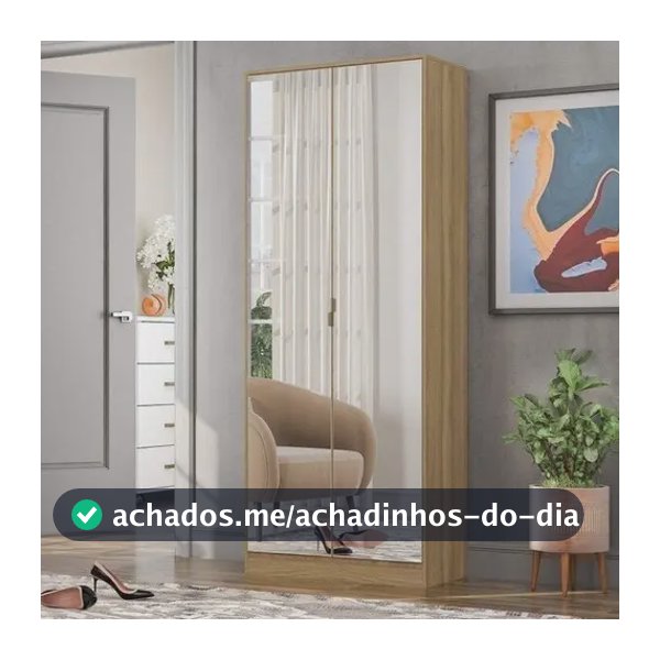 Sapateira com Espelho Demóbile 2 Portas 1 Gaveta MDP Amêndola 182x71x39 cm