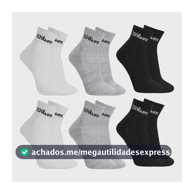 Kit 6 Pares Meias Wilson Cano Médio Masculino Adulto 38-43