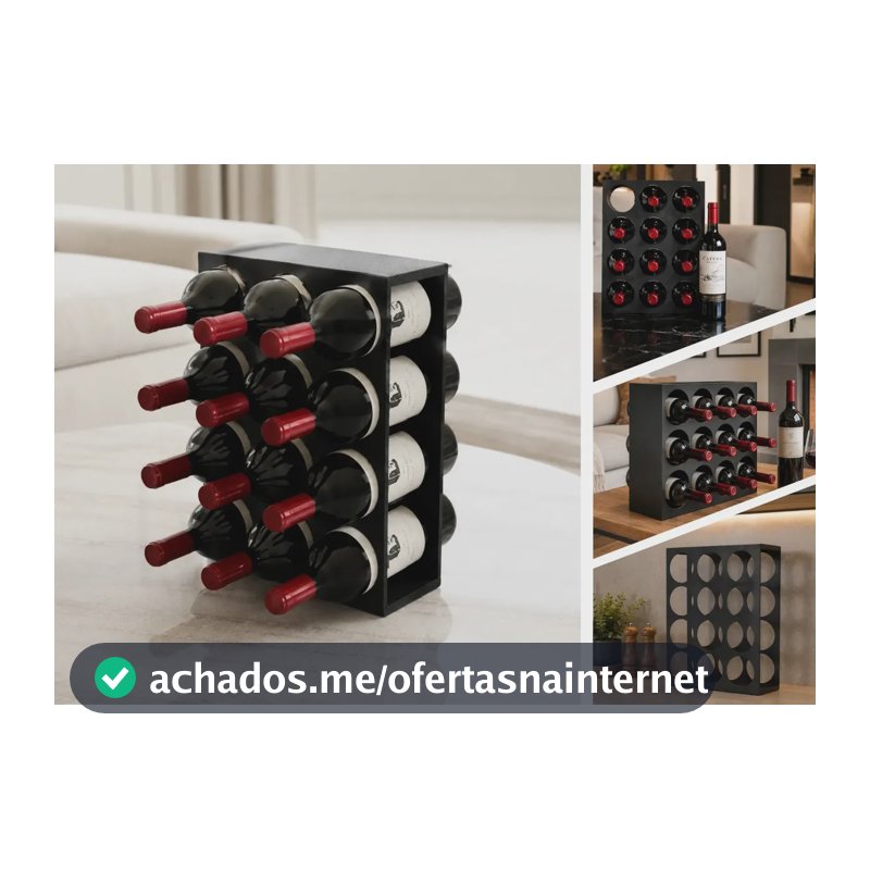 Suporte 12 Garrafas Vinho Rack Pequeno Porta Adega Balcão Cor Preto