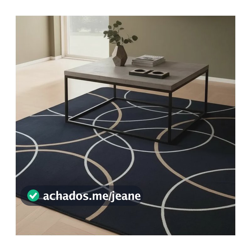 Tapete Carpete Flannel 2x1,50 Veludo Estampas Modernas Preto Circulos