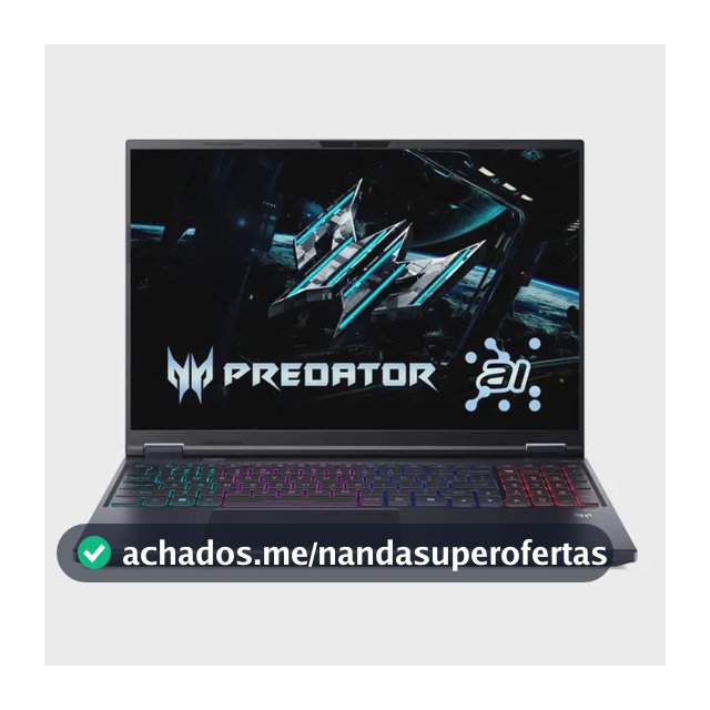 Notebook Gamer 16" Predator Helios Neo 16 IA Processador Intel Core Ultra 7 13ª Geração Placa de vídeo NVIDIA GeForce RTX 5070 8GB 16GB RAM DDR5 512GB SSD Tela WQXGA 240Hz Windows 11 Wi-Fi 6E