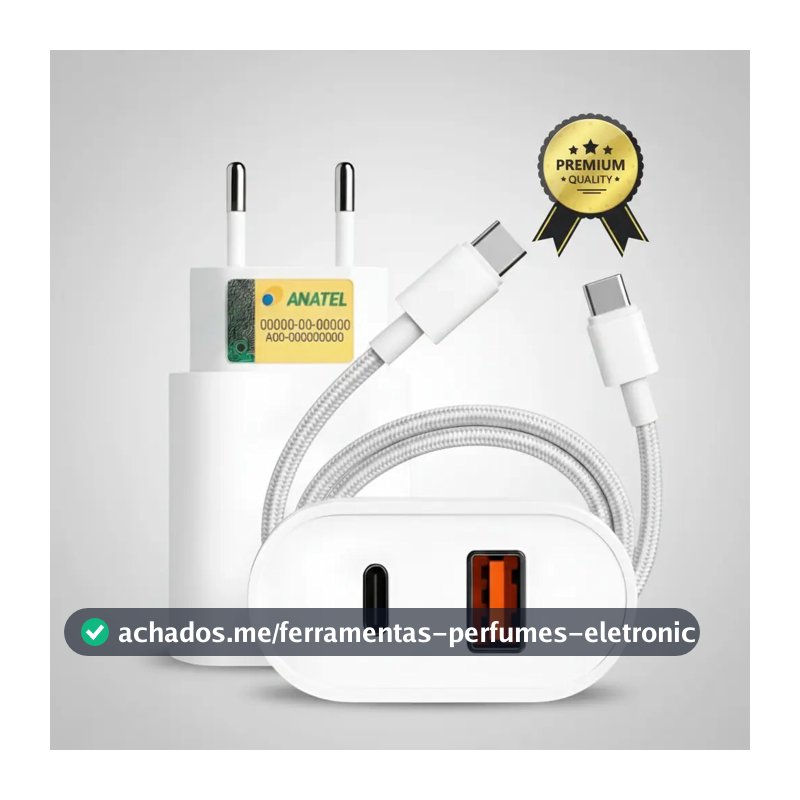 Carregador Turbo 40w Para iPhone 15 16 17 Pro e Pro Max Tipo C Branco com cabo Reforçado Usb-c Fonte Rápido Dupla entrada carregamento turbo 40w Ice Coorel