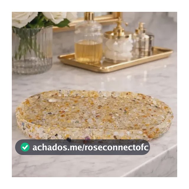 Bandeja De Pedra Para Lavabo Decorativa Oval Cor Citrino