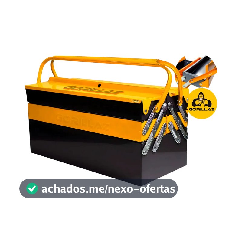 Caixa Para Ferramentas Sanfonada Com 5 Gavetas Metálica 42cm Amarelo E Preto Grz-5g Gorillaz
