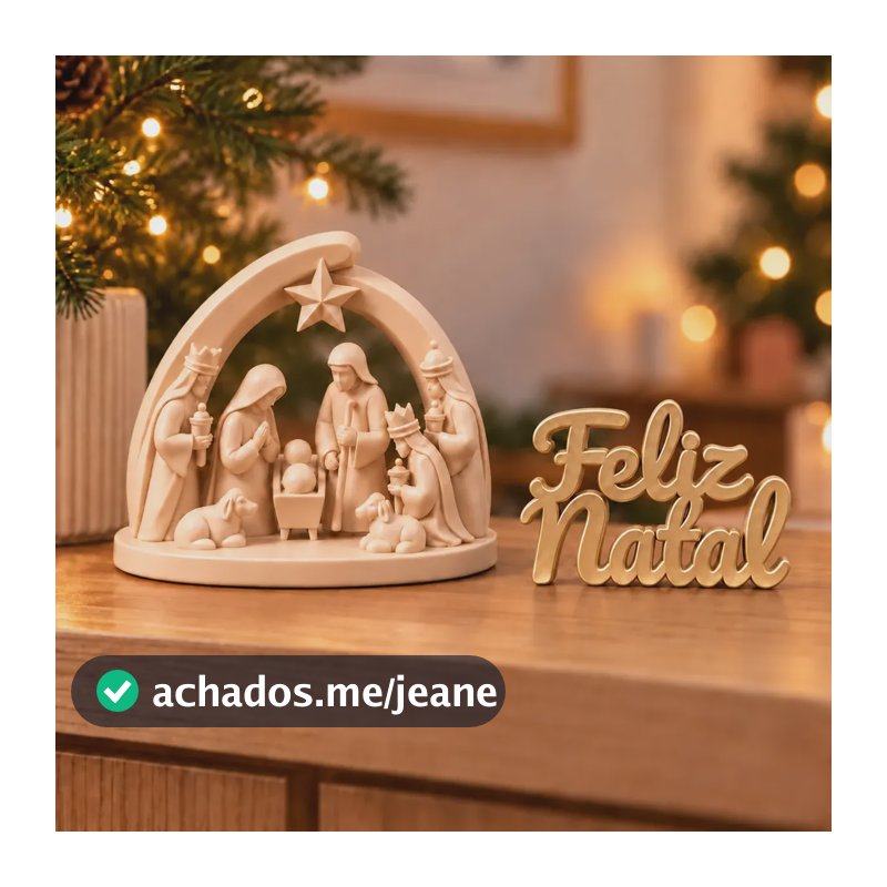 Presépio Natalino Sagrada Família Com Decoração Feliz Natal