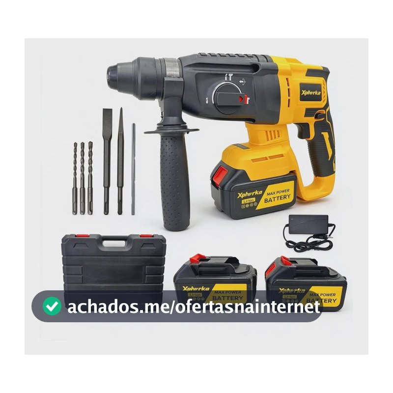 Martelo Elétrico Xphorka, Inclui 2 Baterias De 2 Ah 127/220v Amarelo