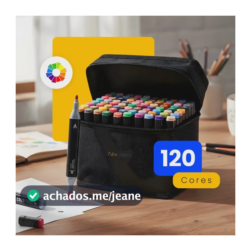 Conjunto Canetas Marcador Permanente Canetinhas Touch Coloridas Ponta Dupla 120 Cores Marca Texto Estojo Kit Bolsa Pintura Desenho Profissional Nixzen