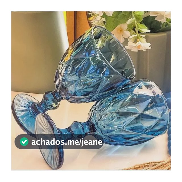 Jogo 6 Taças Diamond Azul Vidro 330ml Para Água/vinho/suco