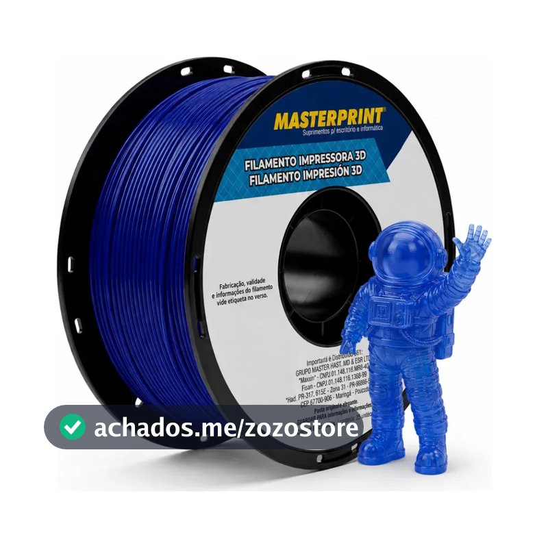 Filamento De Impressora 3d Petg 1,75mm 1kg Masterprint Azul Translucido