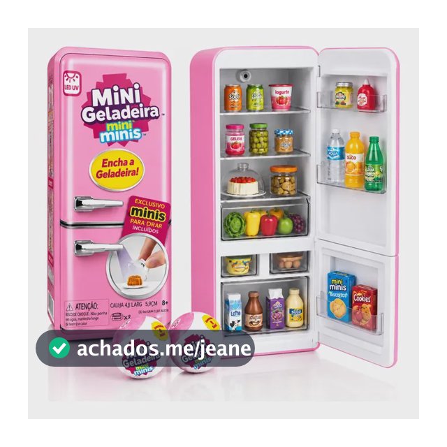 Mini Geladeira Brinquedo Infantil + 2 Bolas Surpresa Rosa