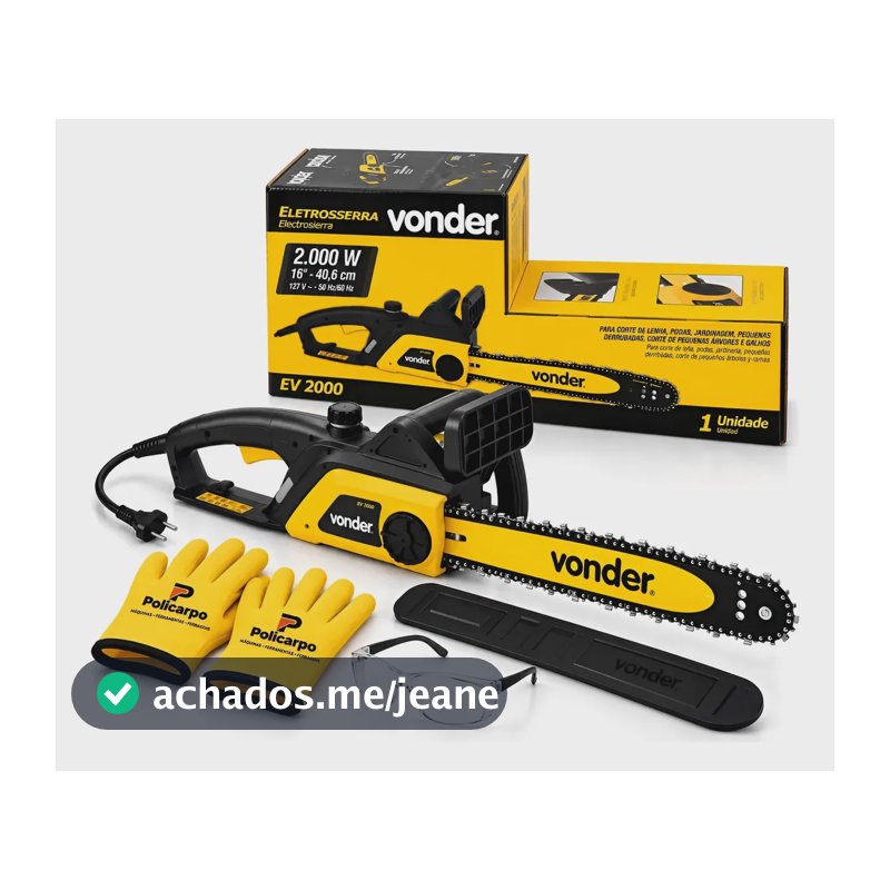 Eletrosserra Vonder 2000w Motosserra Elétrica Kit + Completa Amarelo 127v