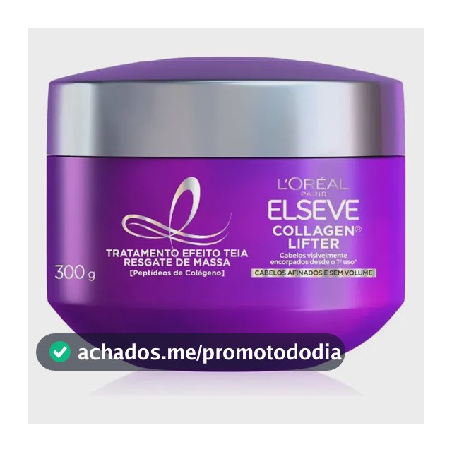 L'Oréal Paris Elseve Collagen Lifter Máscara de Tratamento Condicionante Efeito Teia Para Resgate de Massa com Peptídeos de Colágeno Reconstrói a Fibra e Dá Volume por 72h 300g