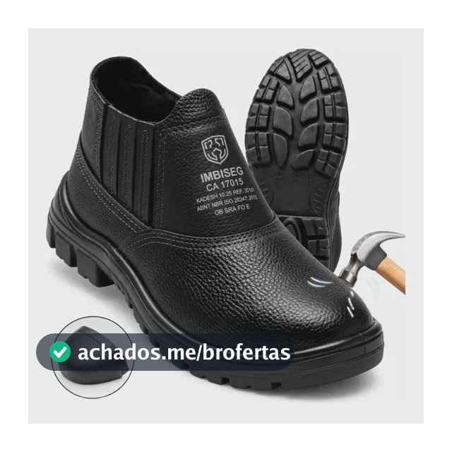 Bota Botina Segurança Trabalho Couro Resistente Epi Bico Pvc