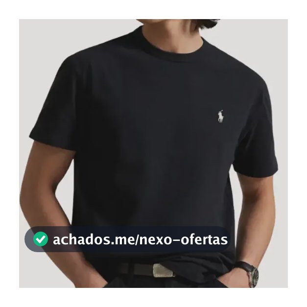 Camiseta Básica Ralph Lauren Preta Masculina Algodão