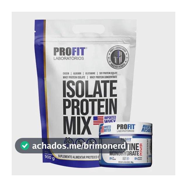 Kit Whey Protein Isolate Protein Mix + Creatina 90g Profit Brownie De Chocolate 900g | Creatina 90g